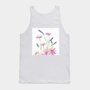 Blue Watercolor Flower Tank Top